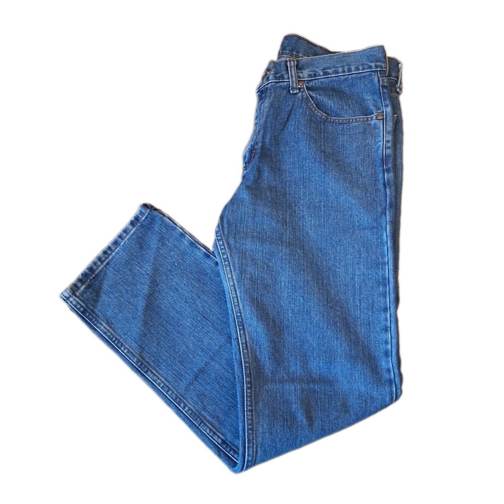 Lee Men’s Blue Straight Regular Fit Stretch Denim Jeans Mid Rise Med Wash 34x32